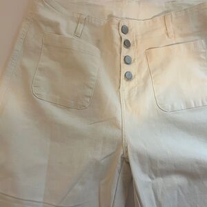 Women's White Ankle Wide Leg Jeans Size 16S